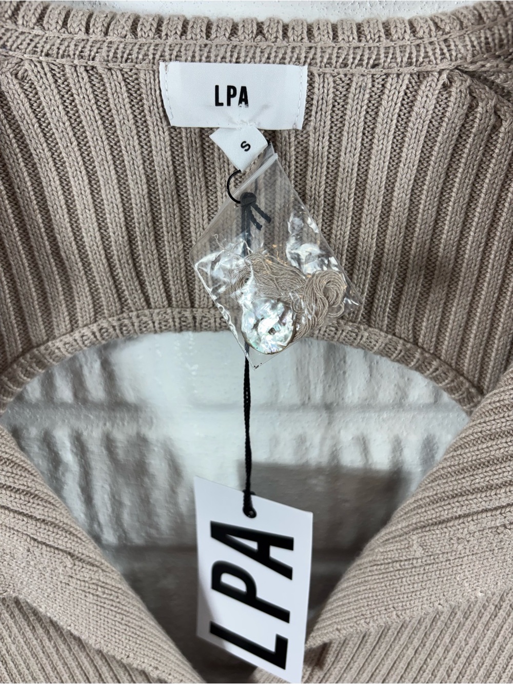 LPA Naolin Collar Mini Dress in Taupe Small NWT - Picture 6 of 7
